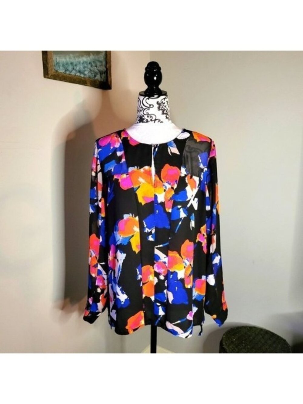 Vince Camuto Floral Print Chiffon  Blouse Sz Medium - BUNLE & SAVE 30%